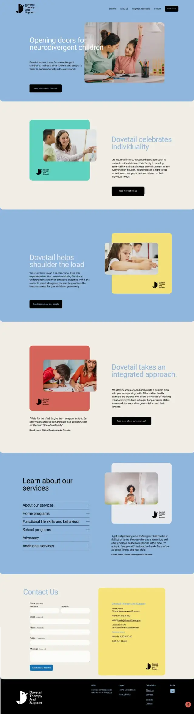 Website designed by Bouncing Orange for Dovetail Therapy & Support