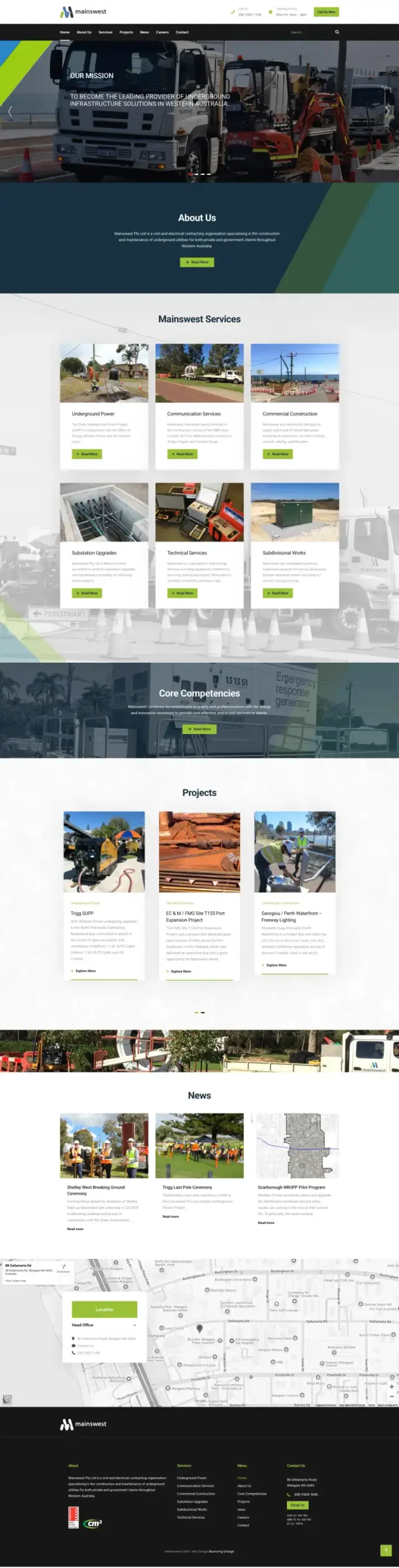 Website designed by Bouncing Orange for Mainswest