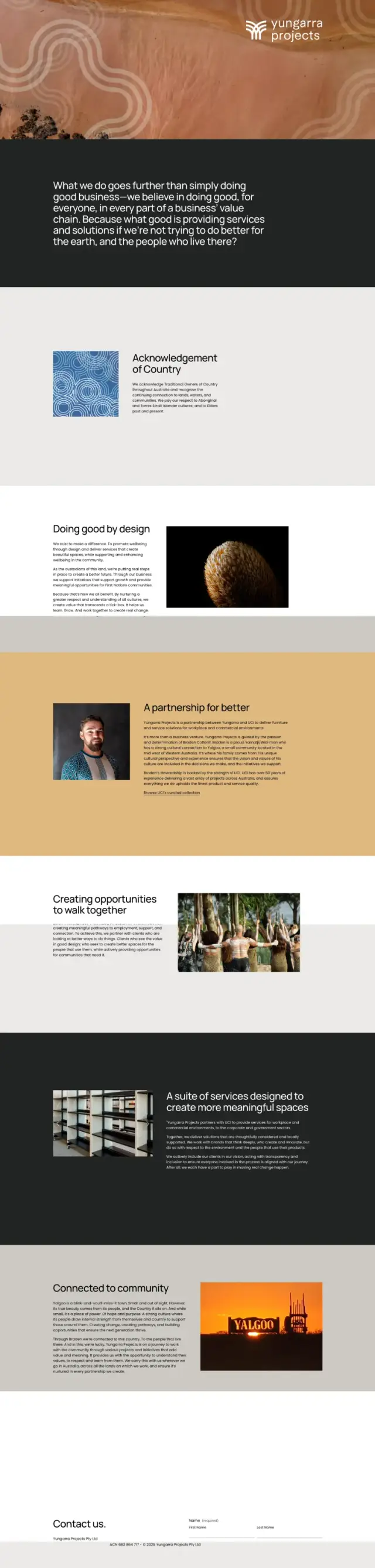 Website designed by Bouncing Orange for Yungarra Projects